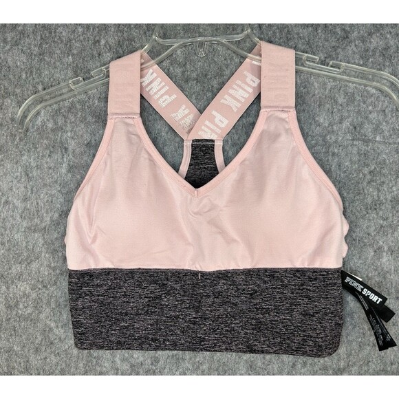 Victoria's Secret PINK Seamless Lightly Lined Racerback Sports Bra Gray Women M - Picture 4 of 7